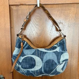 Coach G0969-f12190 Tonal Signature Denim Hobo Handbag